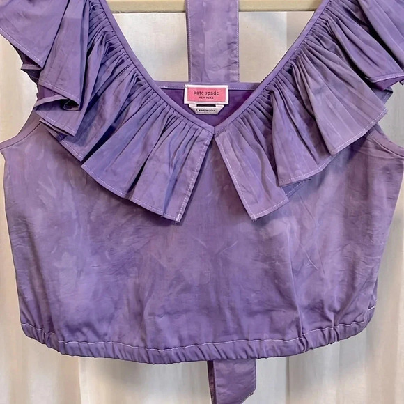 Cotton Ruffled V-Neck Sleeveless Blouse, Size S - Picture 4 of 5